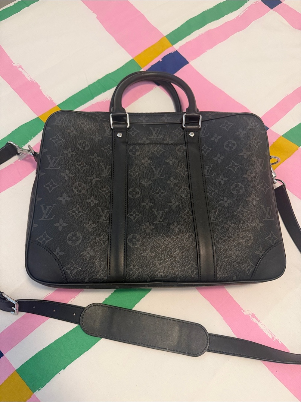 Louis Vuitton Black Monogram Eclipse Laptop Bag with Detachable Strap